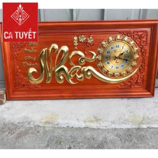 [Xả Hàng] Tranh đồng hồ chữ NHẪN gỗ hương