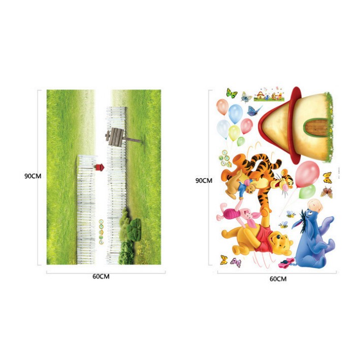 Decal trang trí tường Gấu POOH vui vẻ cùng các bạn ở nhà Nấm