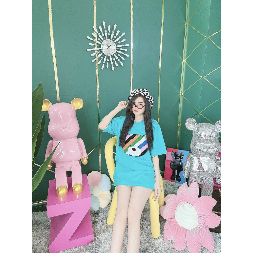 Áo Thun Hình Thêu Nổi Mặt Gấu 7 Màu Quảng Châu Cao Cấp  - AT23 | BigBuy360 - bigbuy360.vn