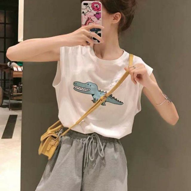 [Mã FAMAYWA giảm 10K đơn 50K] Áo tank top cá sấu xanh