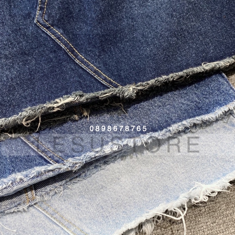 ẢNH TỰ CHỤP CHân váy jeans trơn lai tua lưng cao | BigBuy360 - bigbuy360.vn