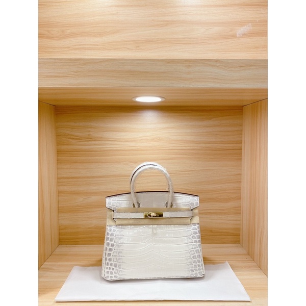 Túi xách nữ da thật thương hiệu Hermes HM Birkin màu bạch tạng size 30 hàng cao cấp