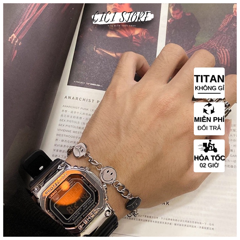 Vòng Đeo Tay Mặt Cười Titan Phong Cách Hiphop Dành Cho Cả Nam Và Nữ