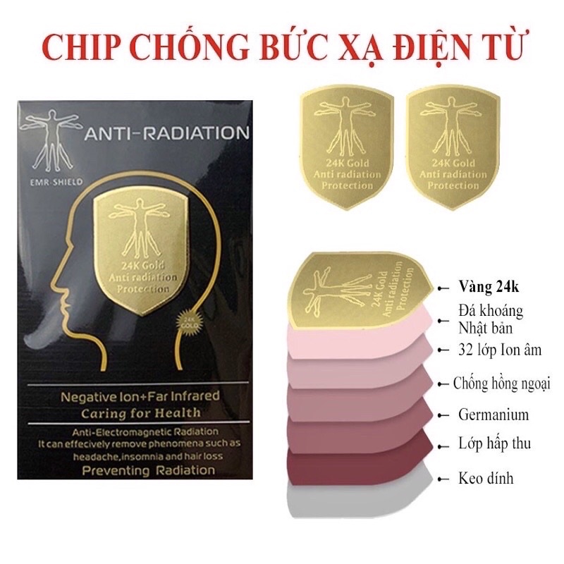 Miếng dán chống bức xạ điện từ 24k Gold Hàn Quốc, Ngăn sóng điện từ phát ra từ điện thoại, máy tính, wifi