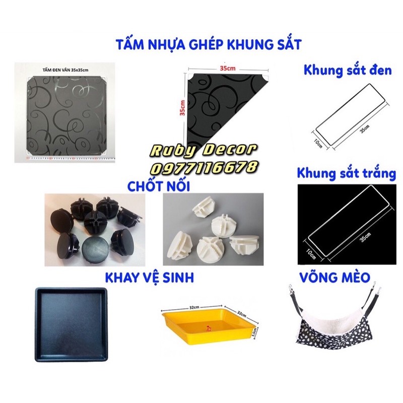 CHUỒNG QUÂY CÓ MÁI- NGÔI NHÀ CHO MÈO,THÚ CƯNG (chất liệu lưới sắt phun sơn tĩnh điện - tặng kèm thang lưới