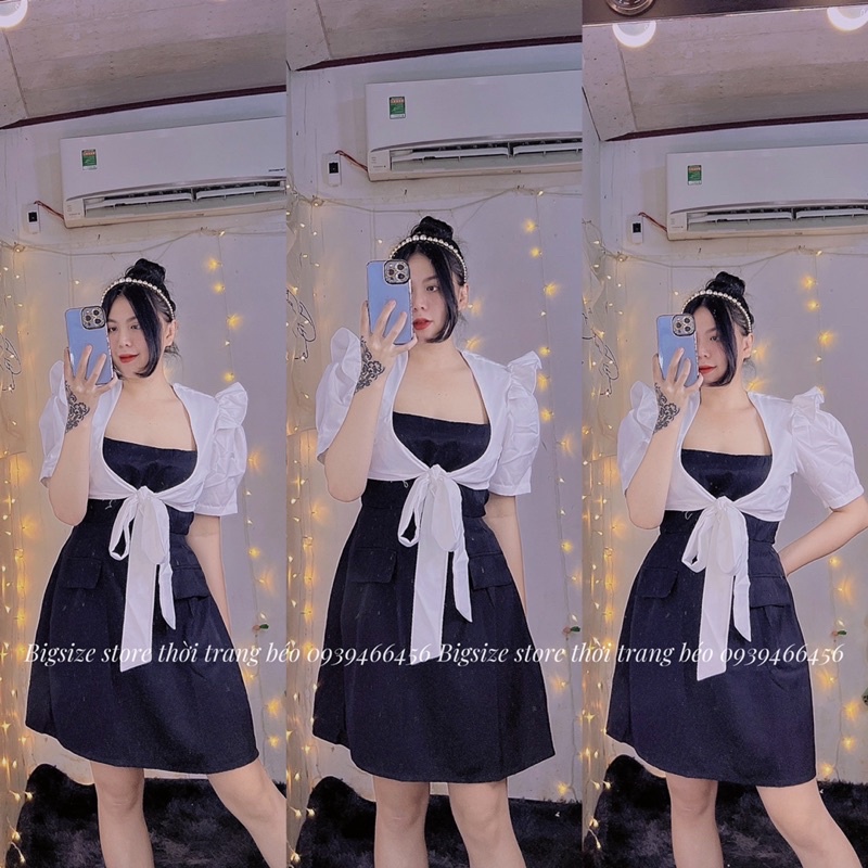 SET ĐẦM ÁO CỘT NƠ SIÊU XINH [BIGSIZE 55-90KG] ẢNH CHỤP THẬT