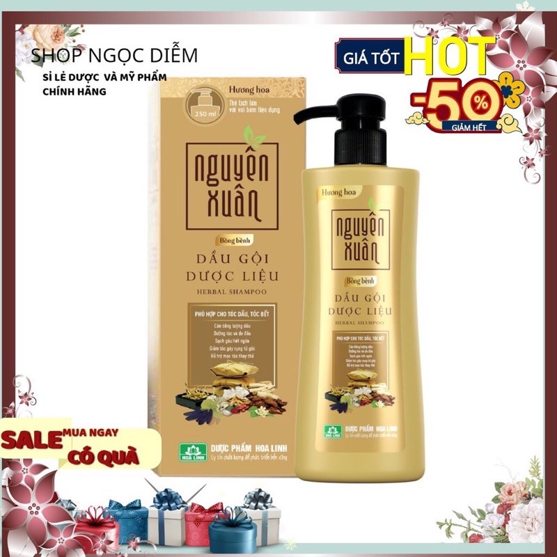 Dầu gội Dược liệu Nguyên Xuân nâu 200ml/250ml/385ml dành cho tóc thường,hư tổn,gàu ngứa...