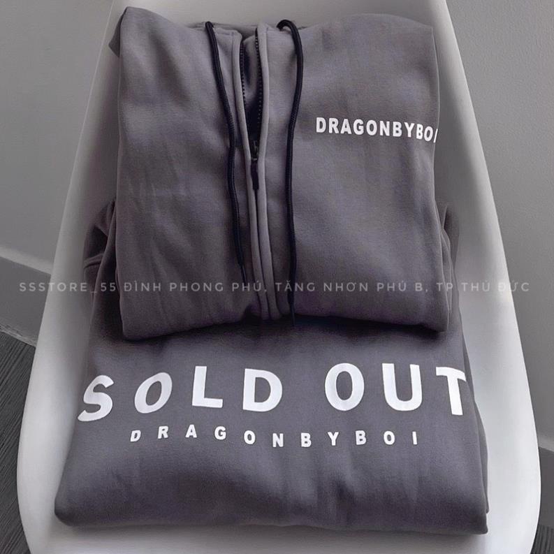 Áo Khoác Nỉ Cổ Bẻ Dáng Rộng Nam Nữ Dragon Sold Out Tay Bồng Unisex Form To Dày Đẹp Hàn Quốc Ulzzang