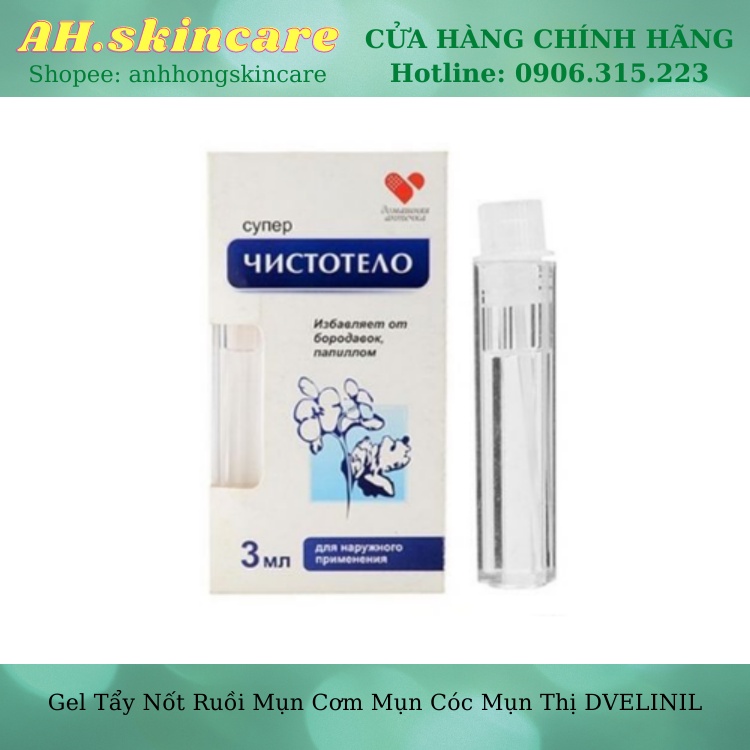 Gel tẩy nốt ruồi, mụn cóc, mụn thịt, tàn nhang, sẹo lồi Develinil của Nga