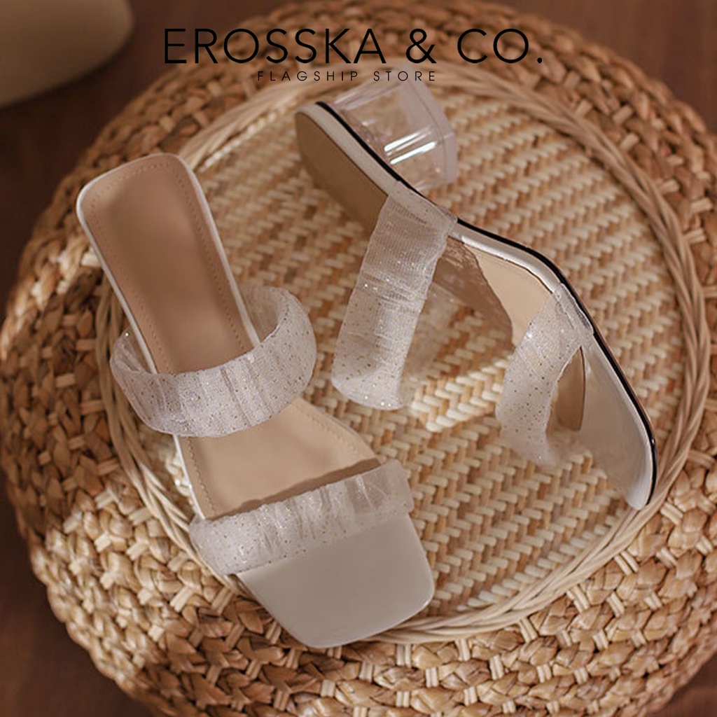 Erosska - Dép cao gót nữ Erosska 2 quai trong sang trọng màu nude - EM097