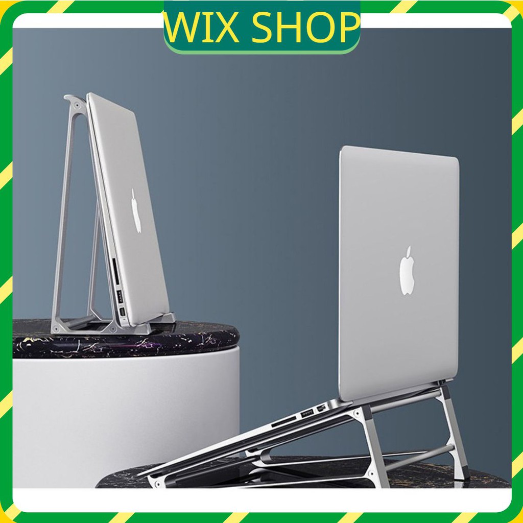 Giá đỡ laptop nhôm, 2 in 1, đế kê tản nhiệt kiêm đế dựng cho macbook ipad surface chính hãng cao cấp