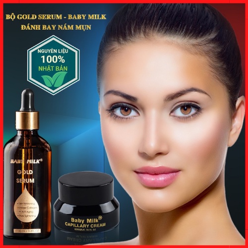 Bộ Gold Serum - Baby Milk, Dưỡng Trắng Da, Đánh Bay Nám Mụn - Hàng Hiệu Cao Thiên Nhi