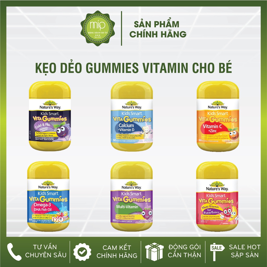 Kẹo dẻo Gummies các loại Nature's Way 60 viên Úc