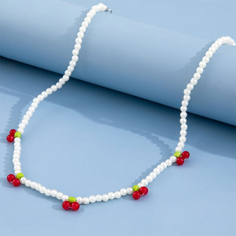 Brroa Vòng cổ Chuỗi Ngọc Trai Mặt Quả Cherry Quyến Rũ Sáng Tạo Làm Quà Tặng Cho Nữ Phụ Kiện Khác Nhau