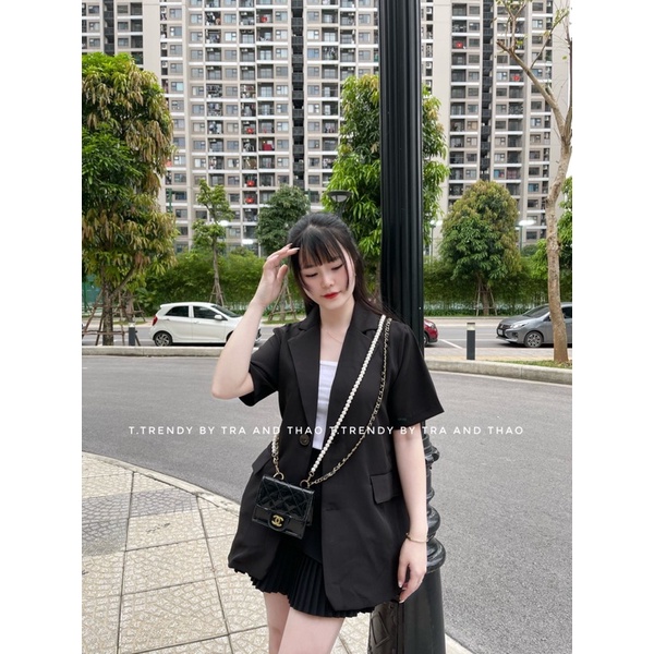 Áo Blazer tay ngắn dáng Hàn Quốc hot freesize Xuân Hè | BigBuy360 - bigbuy360.vn