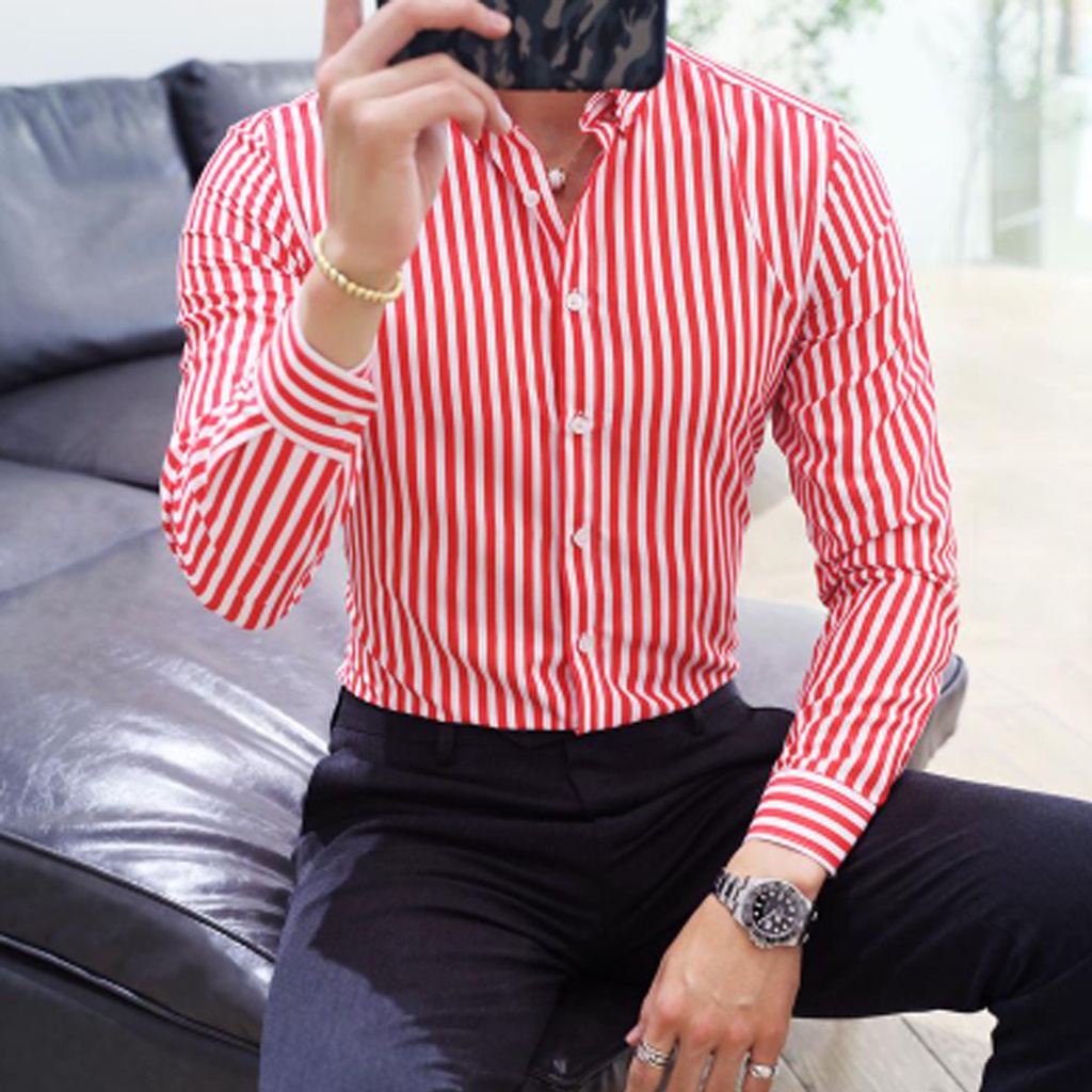 Áo sơ mi, áo sơ mi nam, áo sơ mi kẻ đẹp, dáng áo slimfit tôn dáng, chất lụa mềm mịn thoáng mát