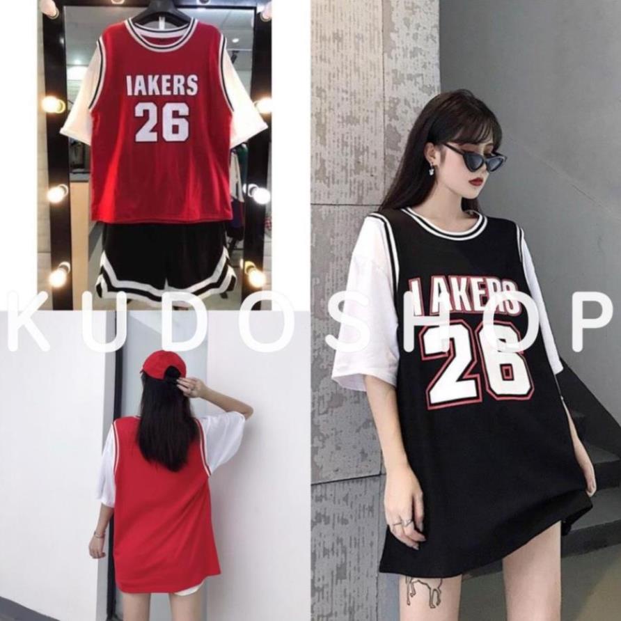 Áo thun phối tay bóng rổ 26 phom rộng unisex hàn quốc/ Áo phông thể thao nam nữ trẻ trung cá tính_kudoshop ! ! [