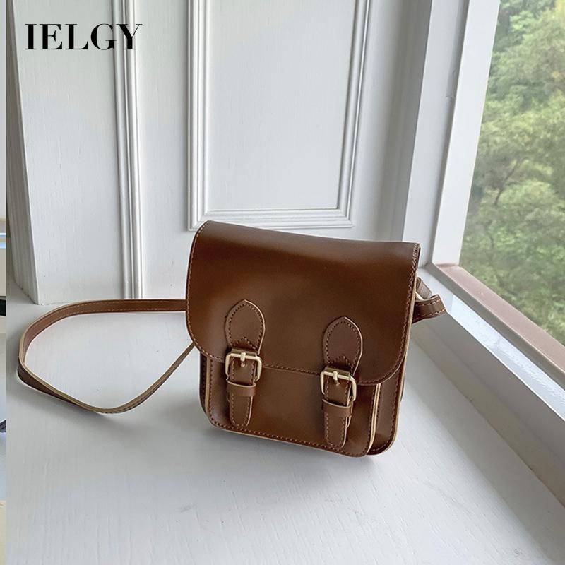 Túi đeo chéo da PU màu trơn hình vuông phong cách Hàn Quốc cổ điển đơn giản thời trang cho nữ