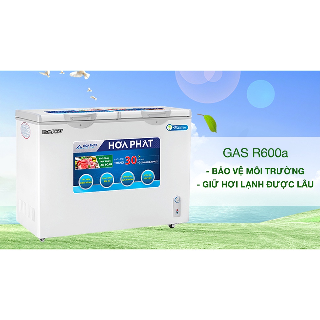 Tủ đông Hòa Phát 271 lít HCFI 656S2Đ2 INVERTER , dàn đồng 1 ngăn đông 1 ngăn mát Bảo hành chính hãng 24 tháng