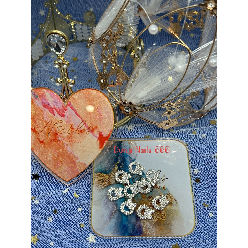 charm nơ trang trí nail mau bạc