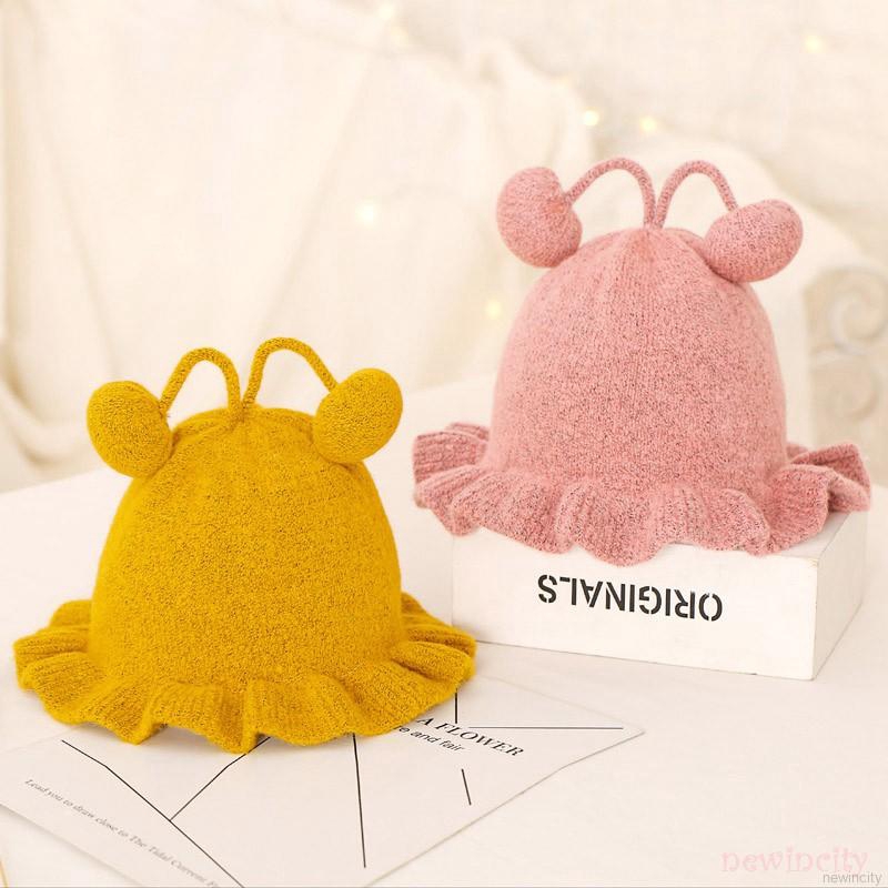 Nón xô màu trơn hoạ tiết hoạt hình phong cách Hàn Quốc cho bé