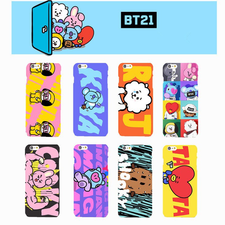 Ốp điện thoại in hình BT21 dễ thương cho iPhone 5/5s 6/6s 6plus/6splus 7/8 7plus/8plus Samsung S6/S6 Edge S7/S7 Edge