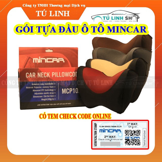 Gối tựa đầu văn phòng, gối tựa cổ xe ô tô chính hãng MINCAR có tem check code