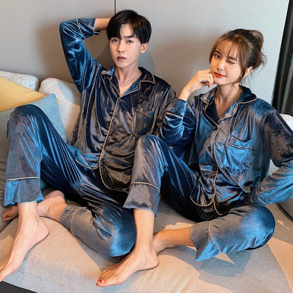 Bộ đồ ngủ pijama vải nhung mặc mùa thu đông ấm áp hợp thời trang cho cặp đôi | BigBuy360 - bigbuy360.vn