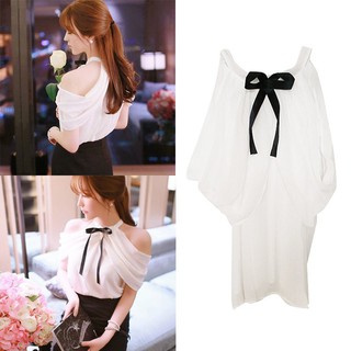 Áo chiffon nữ cổ yếm hở vai