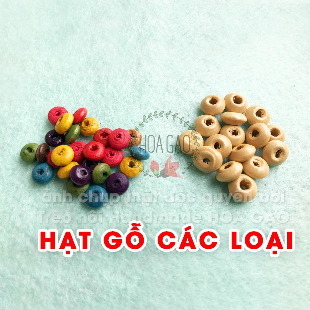 Hạt gỗ màu, hạt gỗ trơn HGH5 làm cho sách vải, vòng tay handmade 5g 14 6