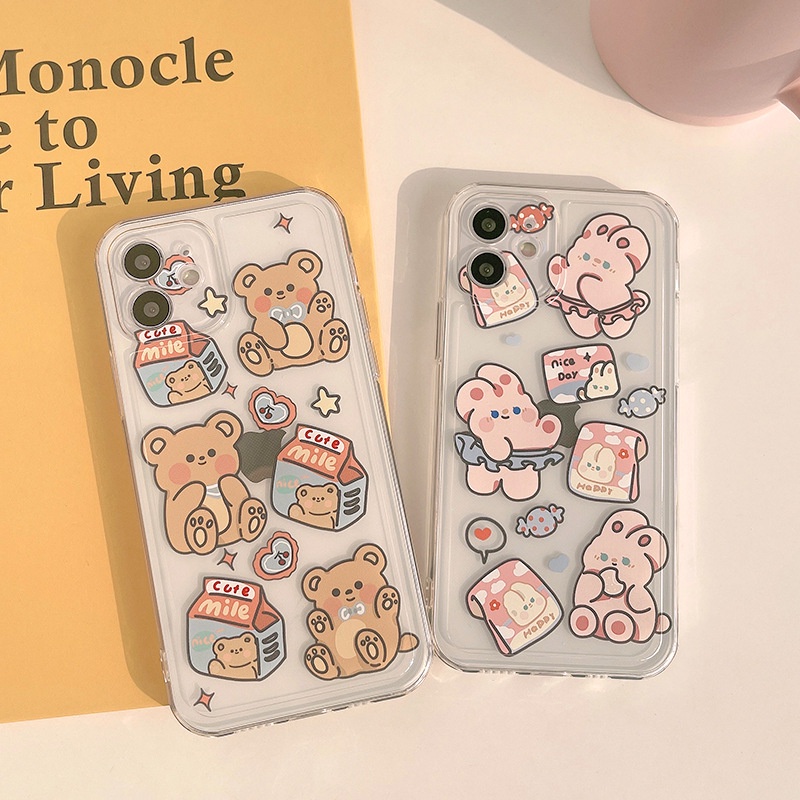 Iphone case Cartoon bear and rabbit tpu Phone Case For iPhone 11 Pro Max X Xr Xs Max 7 8 Plus Se 2020 12 pro max 12 mini | BigBuy360 - bigbuy360.vn