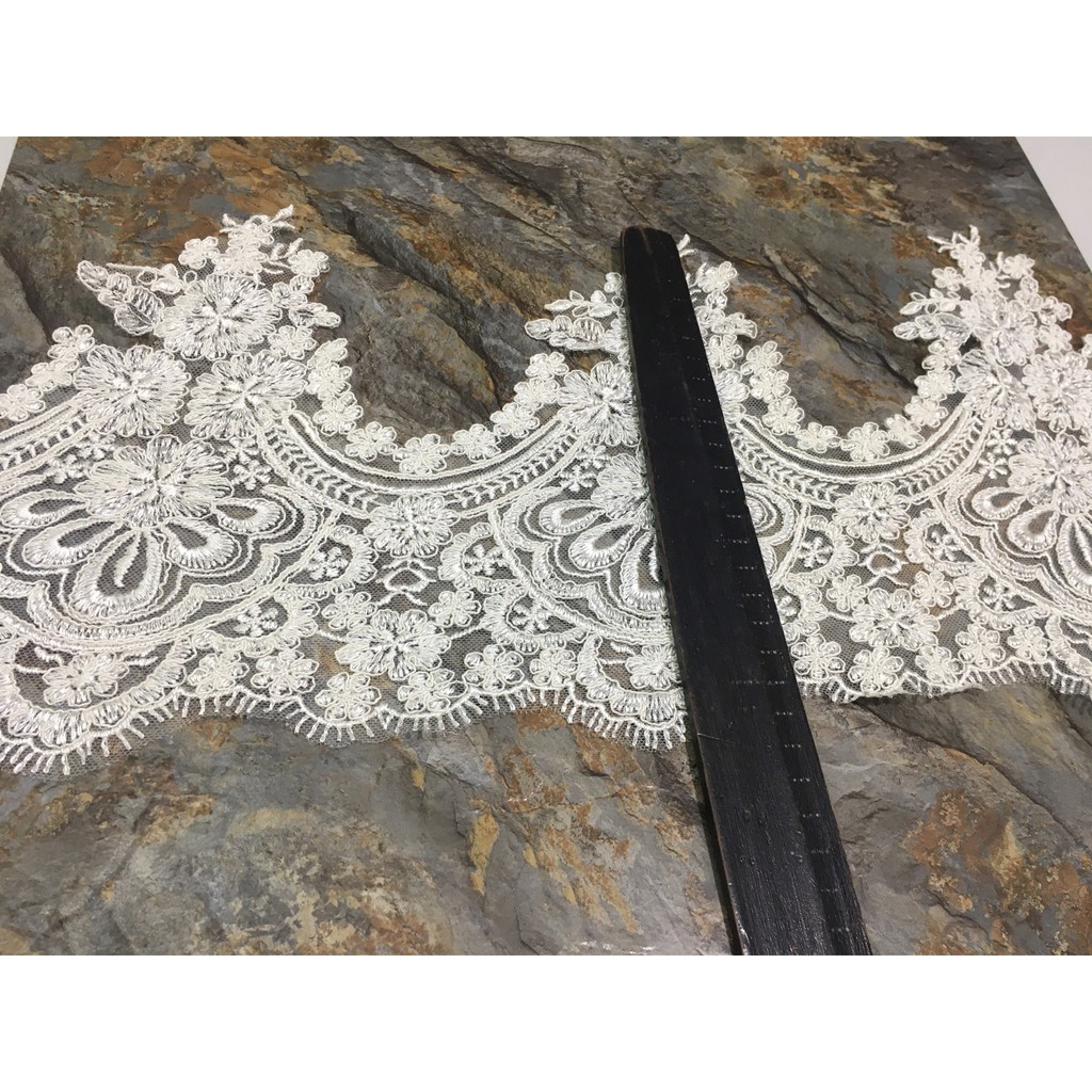 Ren chân cao cấp RC16527 bản 22cm dùng may váy đầm thời trang, váy cưới, làm đồ decor trang trí, đồ lót, váy ngủ...