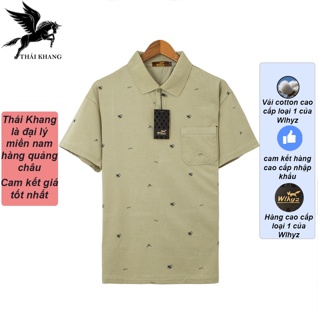 Áo thun nam cổ tàu quảng châu THÁI KHANG cao cấp loại 1 của Wlhyz trung niên form rộng TQC6