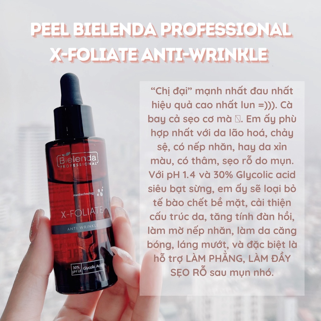 Tẩy da chết hoá học trẻ hoá da Peel Bielenda Professional X - FOLIATE Anti Wrinkle - formula for mature skin 30ml