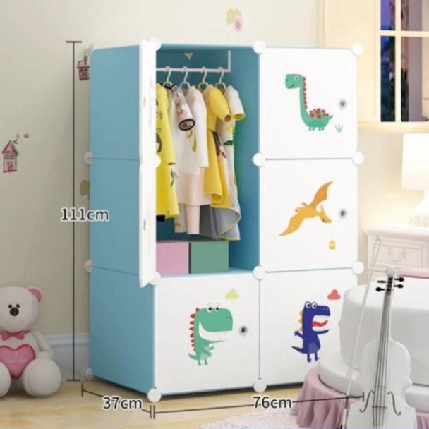 Tủ nhựa ghép - tủ đựng treo quần áo - 6 ô sâu 37x37cm cho bé yêu. Kèm 1 treo đồ. | BigBuy360 - bigbuy360.vn