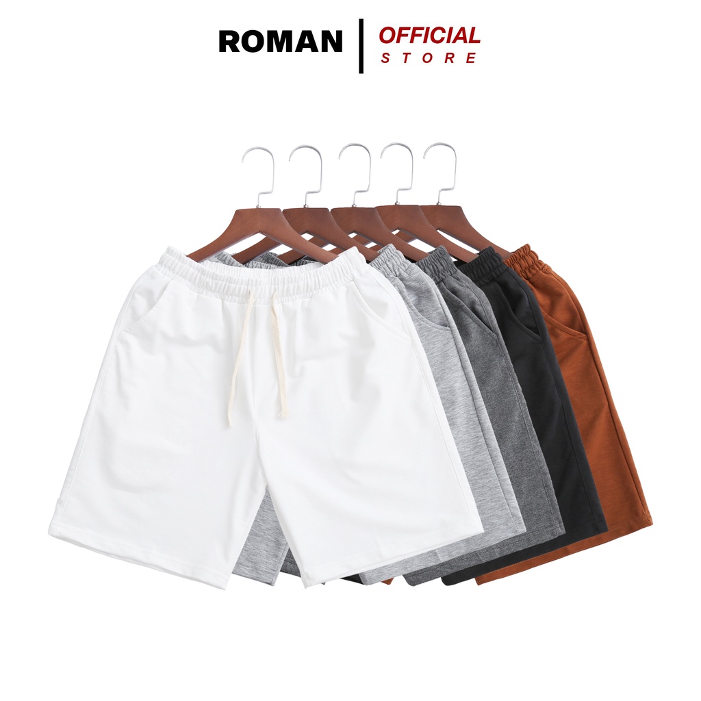 Quần đùi nam trơn ROMAN short nỉ chất liệu cotton xịn thoáng mát dễ chịu QS06