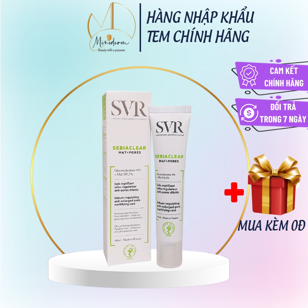 Kem dưỡng SVR Sebiaclear Mat + Pores kiềm dầu, giảm mụn, se nhỏ lỗ chân lông 40ml