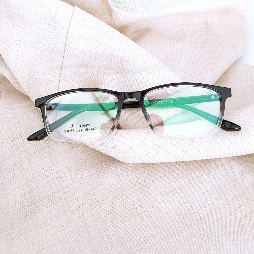 [Gía siêu rẻ] Gọng kính vuông màu đen 81089 3180 đã đeo là XINH -Nhận Cắt Mắt-Tặng kèm hộp+khăn+Chai nước lau kính