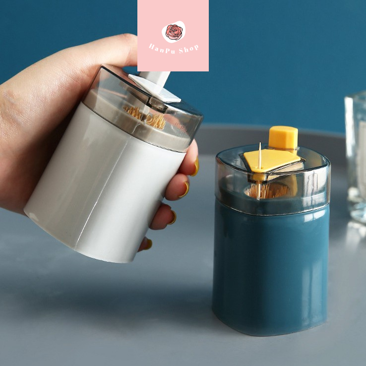 Lọ Đựng Tăm Xỉa Răng Có Nút Bấm Lấy Tăm