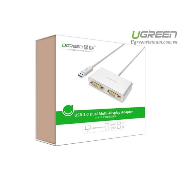 Cáp chuyển đổi USB 3.0 ra 2 cổng DVI chính hãng Ugreen 40246 cao cấp