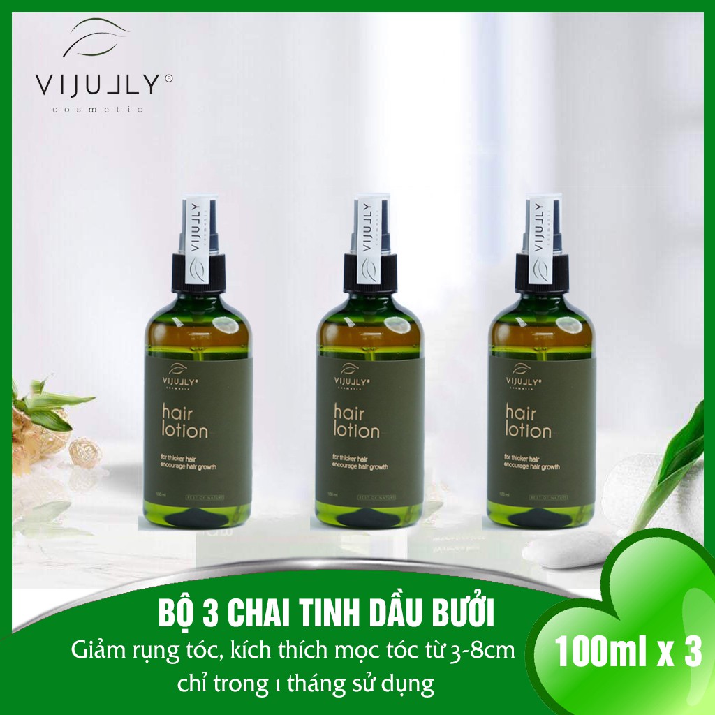 Bộ 3 Chai Xịt Dưỡng Tóc Hair Lotion, Tinh dầu bưởi Vijully, Ngăn Ngừa Rụng Tóc, Kích Thích Mọc Tóc, 100ml