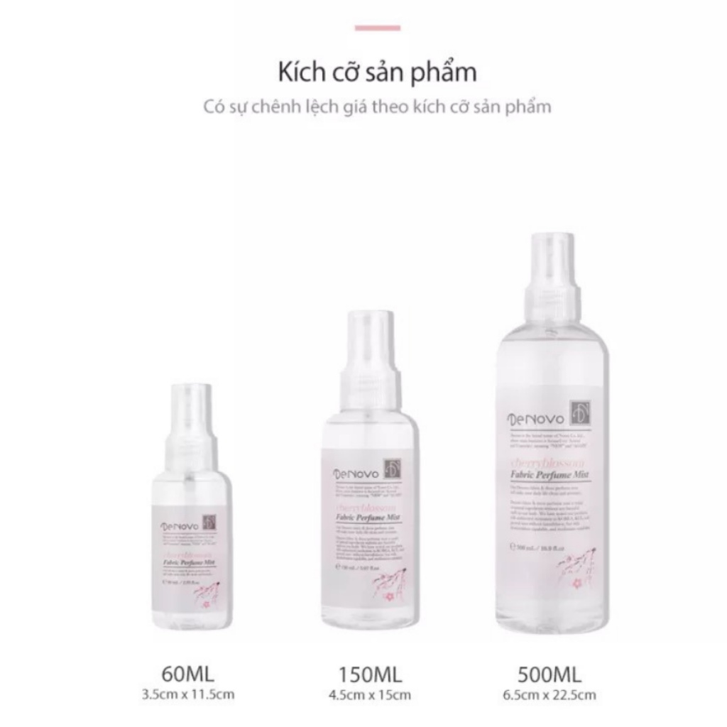 Chai xịt thơm hương nước hoa DENOVO Hàn Quốc hương Cotton - Nước xịt khử mùi quần áo, mùi phòng, mùi cơ thể chính hãng | BigBuy360 - bigbuy360.vn
