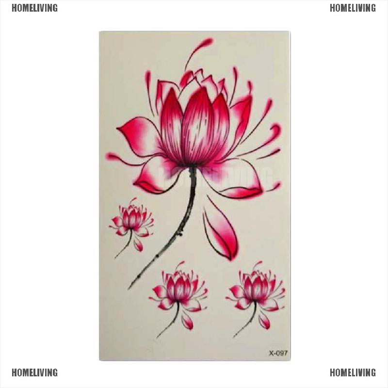 Hình Xăm Dán Tạm Thời Họa Tiết Hoa Sen Chống Thấm Nước