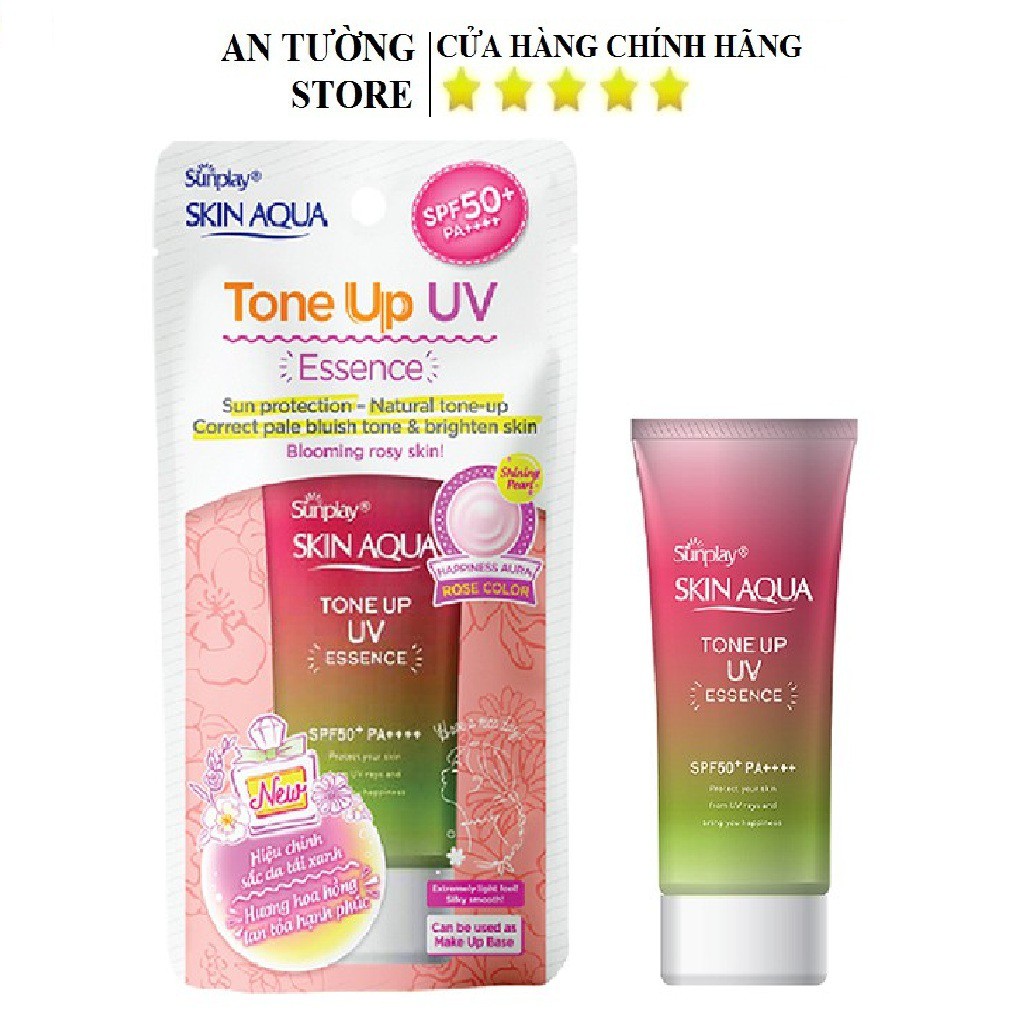 Tinh Chất Chống Nắng Nâng Tông Sunplay Skin Aqua Tone Up UV Essence Happiness Aura (Rose) 50g