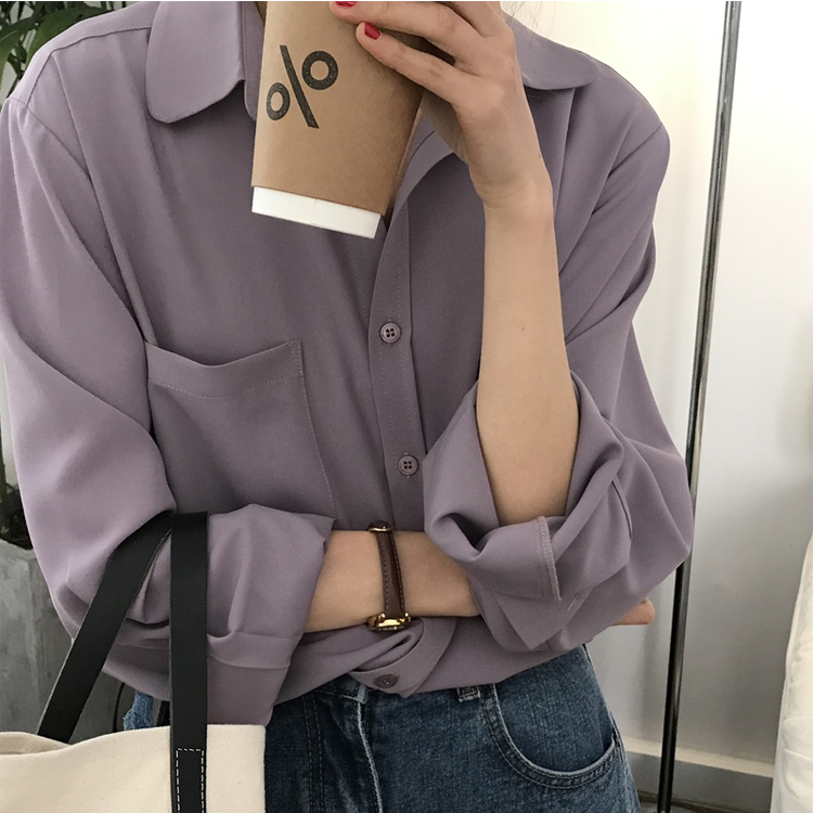 Áo sơ mi tay dài phong cách Hong Kong thời trang xuân thu cho nữ