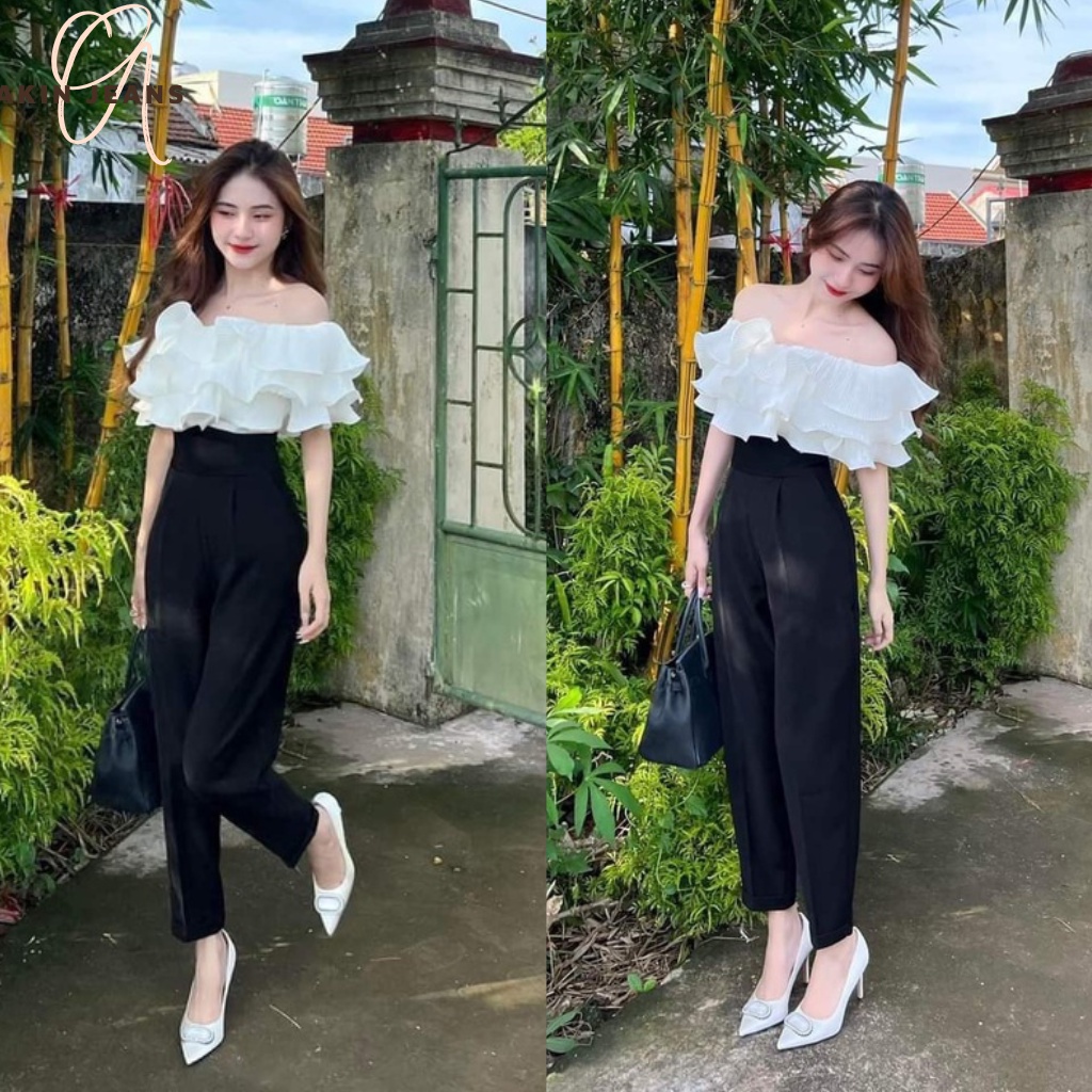 Quần Baggy Cạp Cao Akin Jeans Quần Tây Nữ Cạp V Khóa Sau Lưng Chất Vải Ruby Cao Cấp, Siêu Tôn Dáng, Bgcv