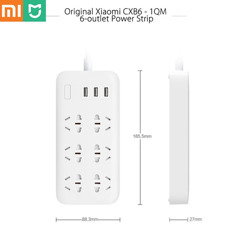 Ổ điện Xiaomi Mi Home Plug CXB6-1QM Charging 2A Fast Charging 6 Outlet with 3 USB Output Extension Socket Adapter