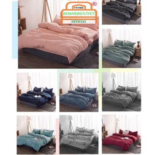 Bộ Chăn Ga Gối Đũi Cotton 1 Màu