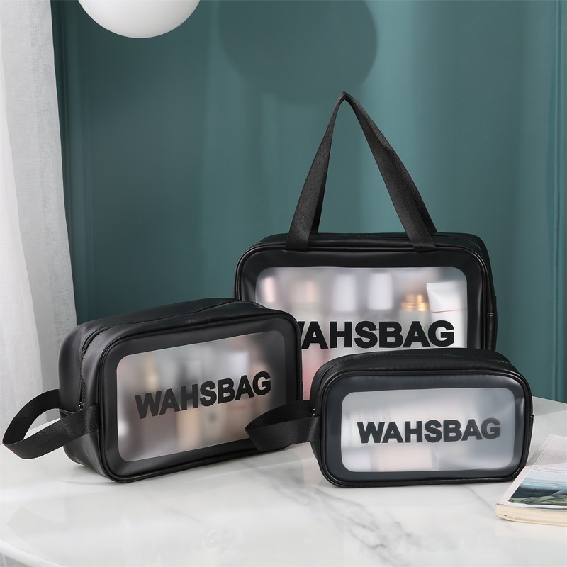 Combo 3 túi đựng mỹ phẩm du lịch OMIE, túi đựng đồ trang điểm có quai xách Washbag trong suốt không thấm nước