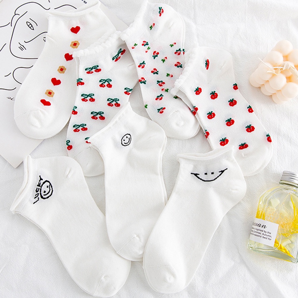 Tất cổ thấp họa tiết xinh xắn phong cách Hàn Quốc cho nữ MM